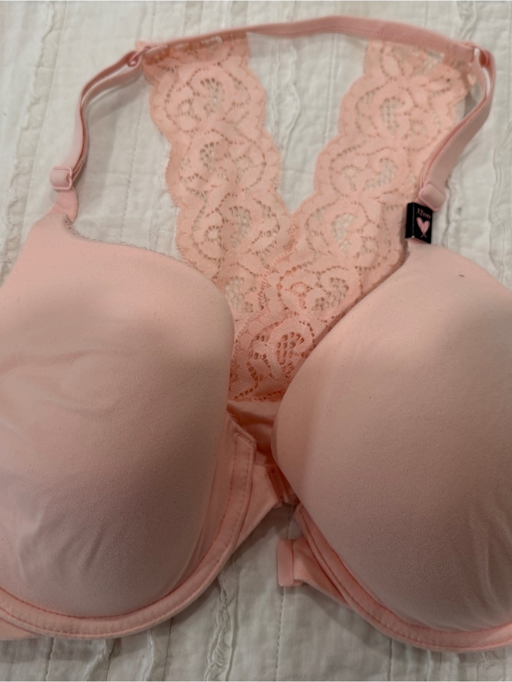 Victoria's Secret Light Pink Lace Racerback Perfect Coverage Bra